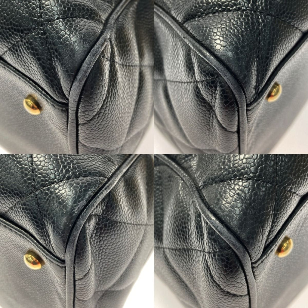 Chanel Quilted Boston Bag Large Black Caviar Leather Gold Hardware — view 6