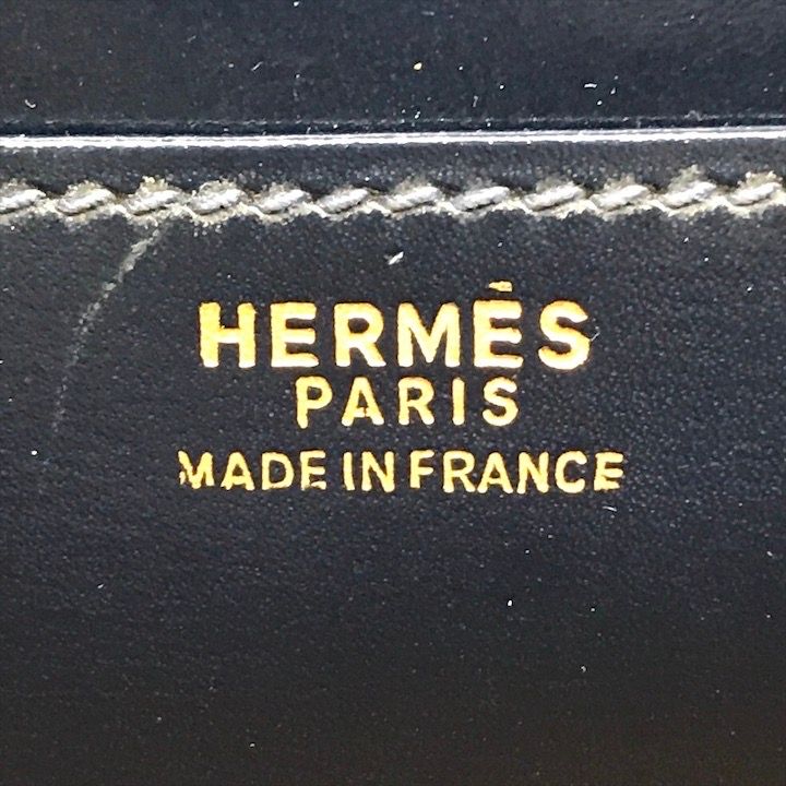 Hermes Toile Canvas Shoulder Bag Navy — view 9