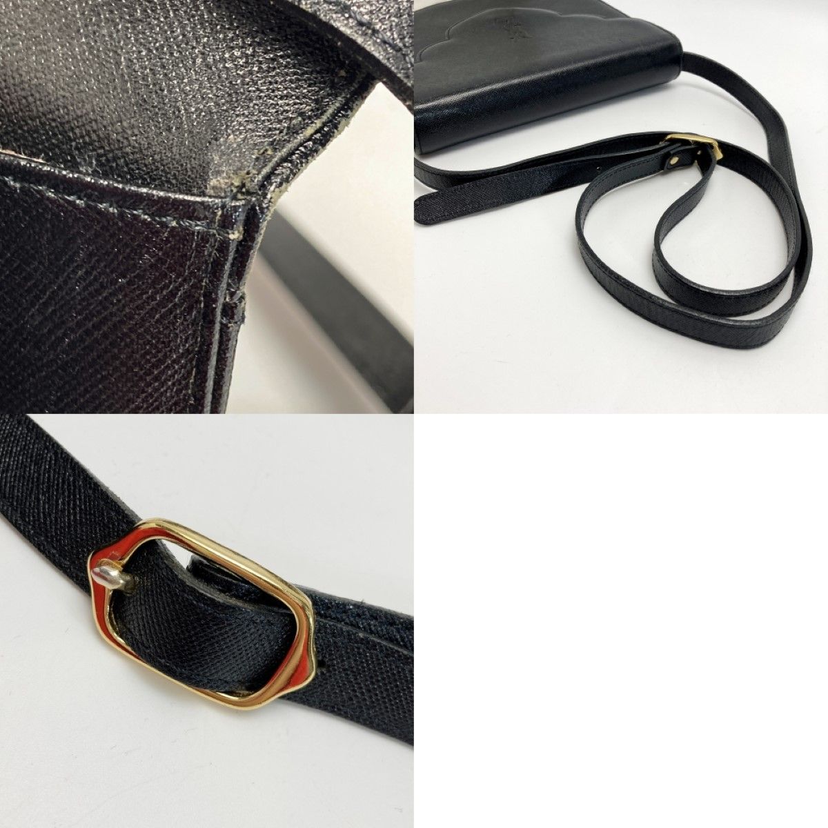 Yves Saint Laurent Logo Shoulder Bag Black Leather Vintage — view 8