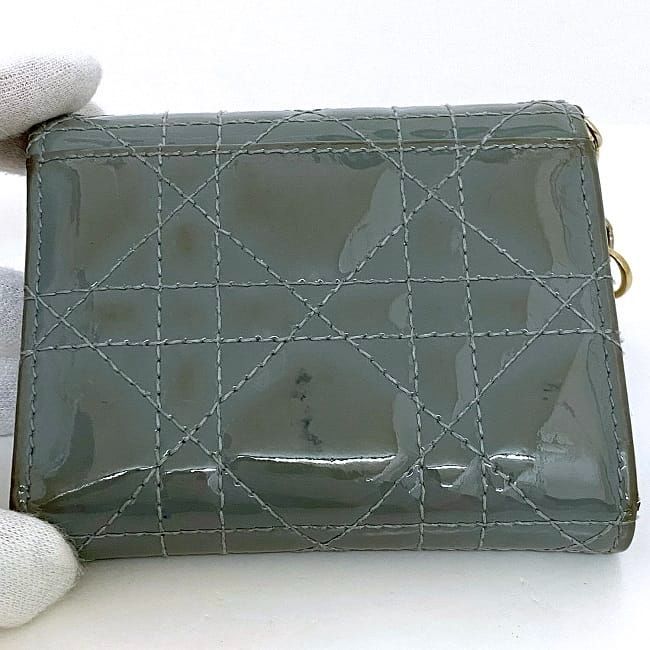 Christian Dior Trifold Wallet Gray Lady Cannage — view 7