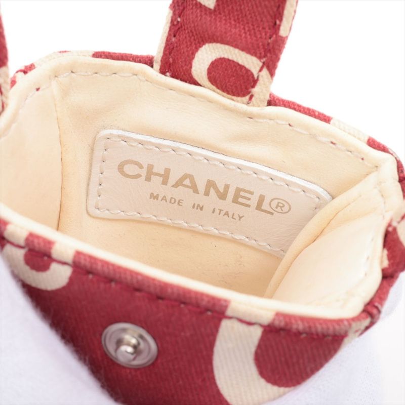 Chanel Canvas Leather Vichy Line Bag Attached Pouch Red Ivory — view 4