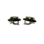 Chanel Vintage Coco Mark Motif Plastic Plated Earrings Black 96A — view 4