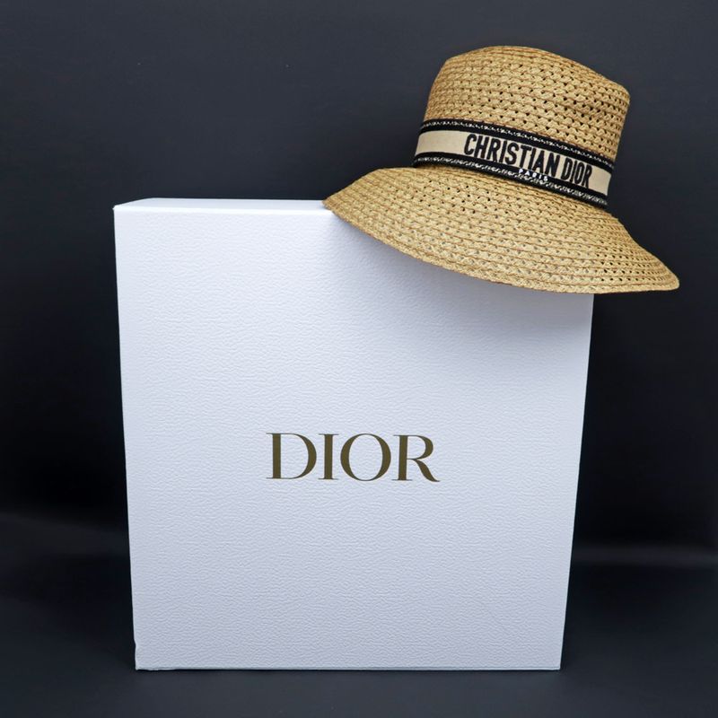 Dior D Bobby Wide Brim Hat 34 Dbp924 G153 Beige Black Size 57 — view 9