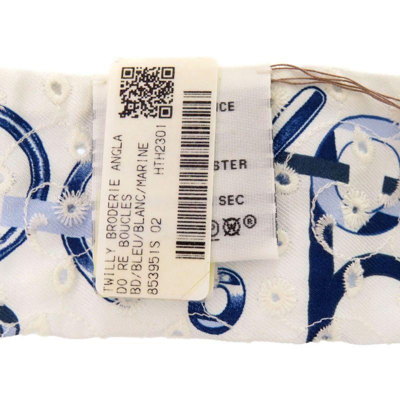 Hermes Twillye De L'ebookle Broderie Anglaise Silk Blue Scarf 0146 — view 3