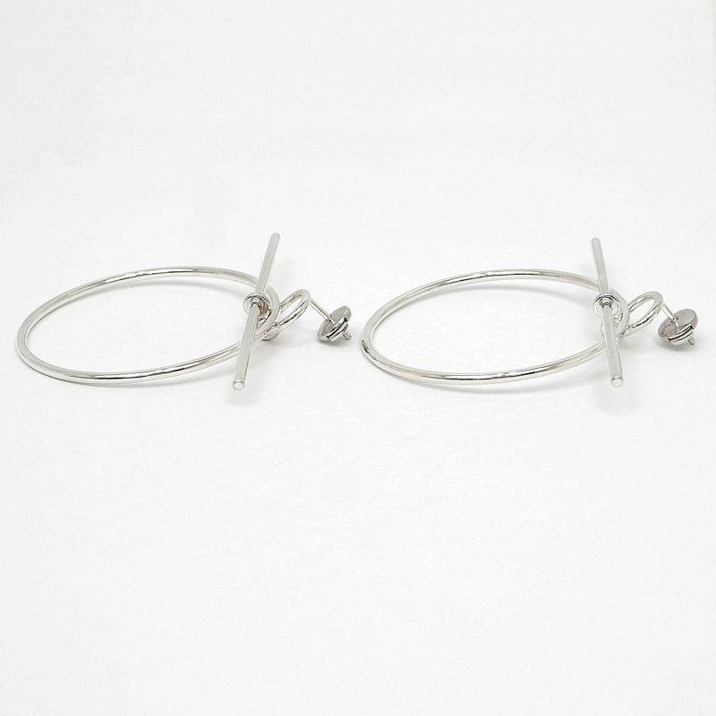 Hermes Earrings Loop MM Pair AG 925 SV Silver Jewelry Accessories Small — view 4