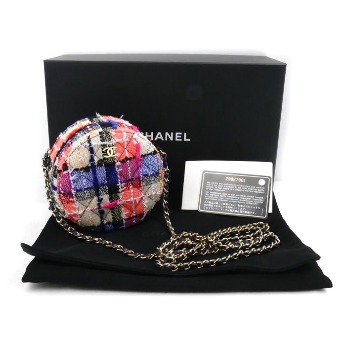 Chanel Round Mini Classic Chain Shoulder Bag Multicolor Ap0245 Tweed Multi — view 6