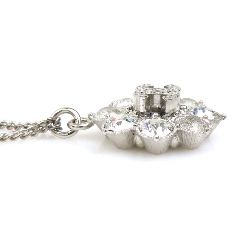 Chanel Crystal Floral Silver Necklace — view 3