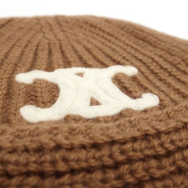 Celine Triomphe Crochet Bucket Hat 2 A80 T384 D Camel Beige Cashmere — view 6