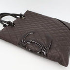 Chanel Cambon Line Flat Tote Bag Leather Dark Brown — view 2
