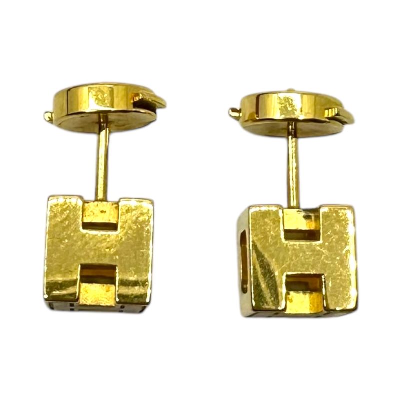 Hermes H Cube Caged Ash Earrings Gold — view 6