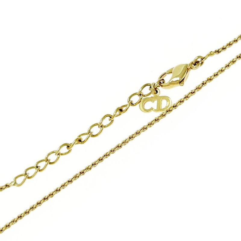 Christian Dior GP Rhinestone CD Logo Necklace Gold — view 7