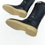 Hermes Boots Long Shoes Leather Black Silver Kelly Hardware — view 6