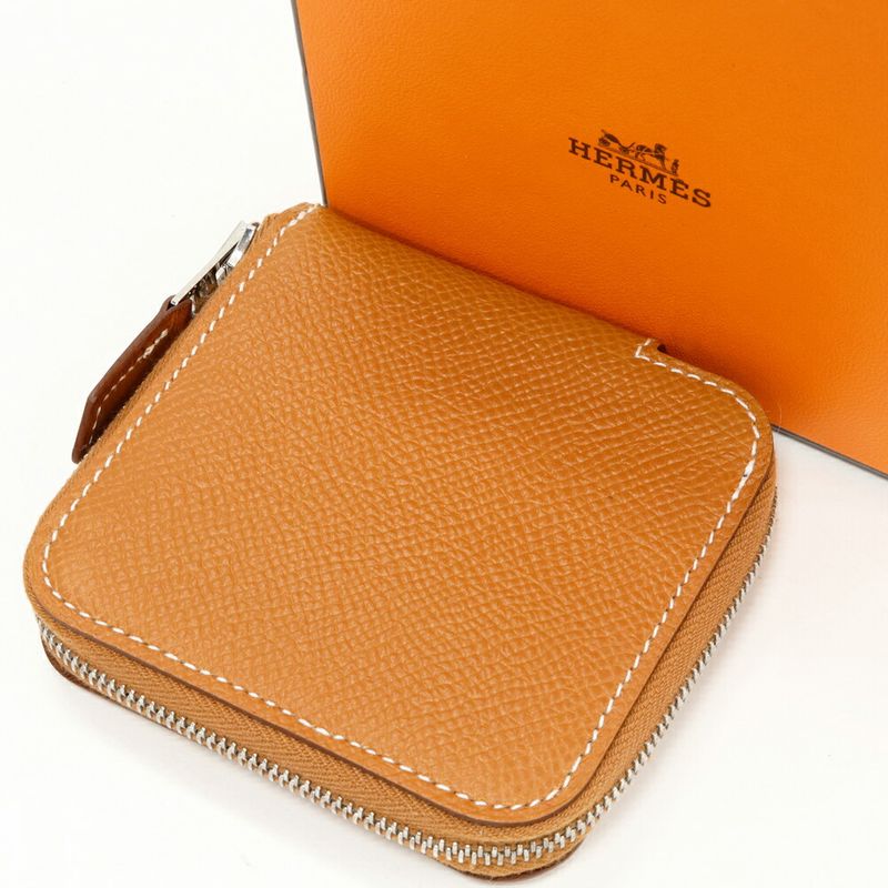 Hermes Coin Case Azap Compact Mini Silk Quin Epson Gold Navy Silver Hardware — view 2