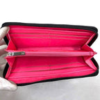 Chanel Round Zipper Long Wallet Black Cambon — view 6
