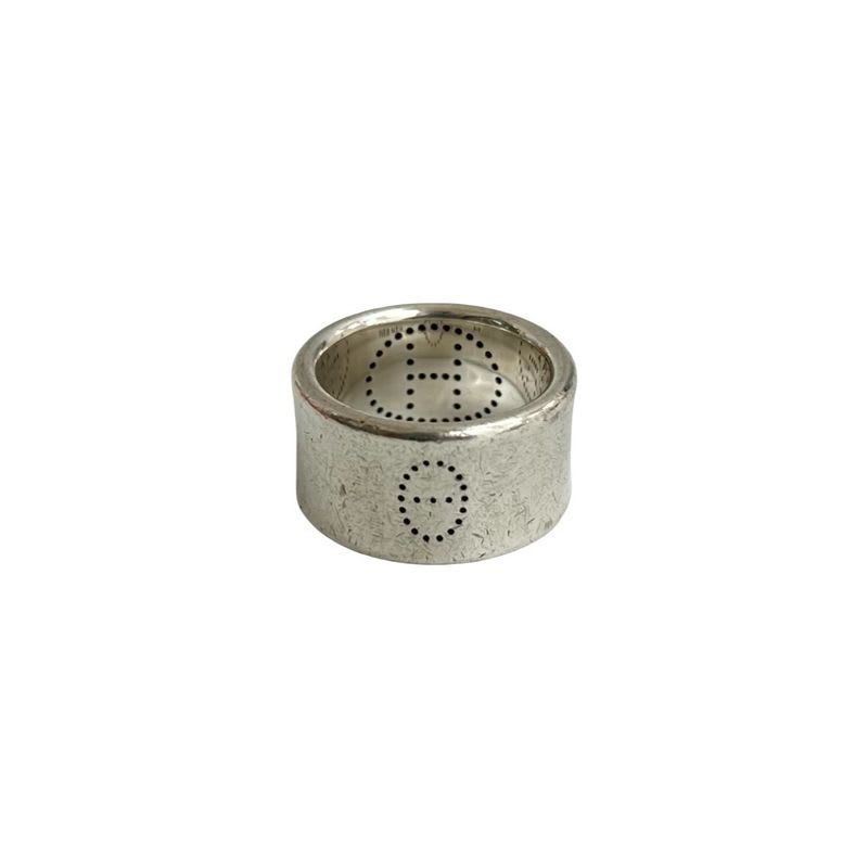 Hermes Ribbon Logo Punching Silver 925 Ring No 9 Accessories 09964 — view 8