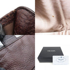 Prada Bifold Wallet 1 M0522 Leather Cacao Brown Silver Hardware Compact Round — view 9