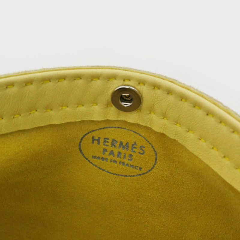 Hermes Tudu Punching Pochette Yellow Silver Hardware Shoulder Bag — view 6