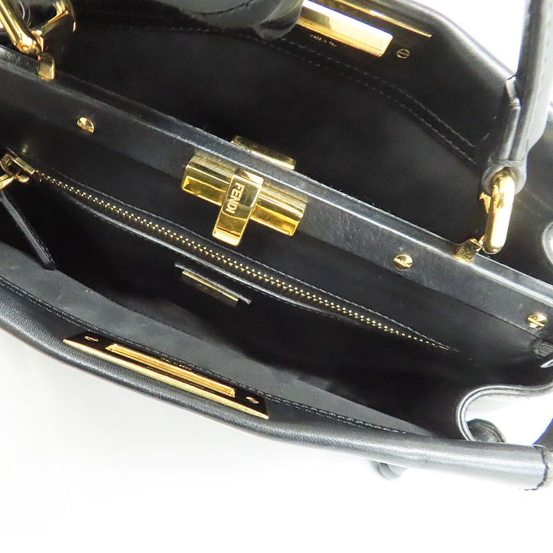 Fendi P-cub 8 Bn290 Shoulder Bag Handbag 2-Way Black Leather — view 9