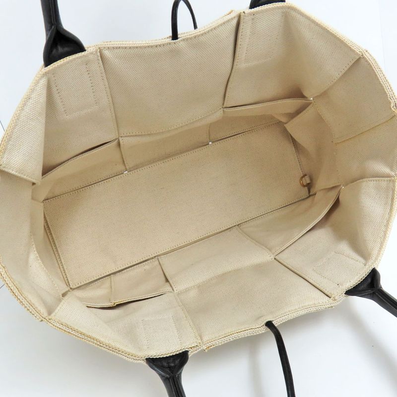 Bottega Veneta Arco Medium Tote Bag Intrecciato Beige White Canvas — view 6