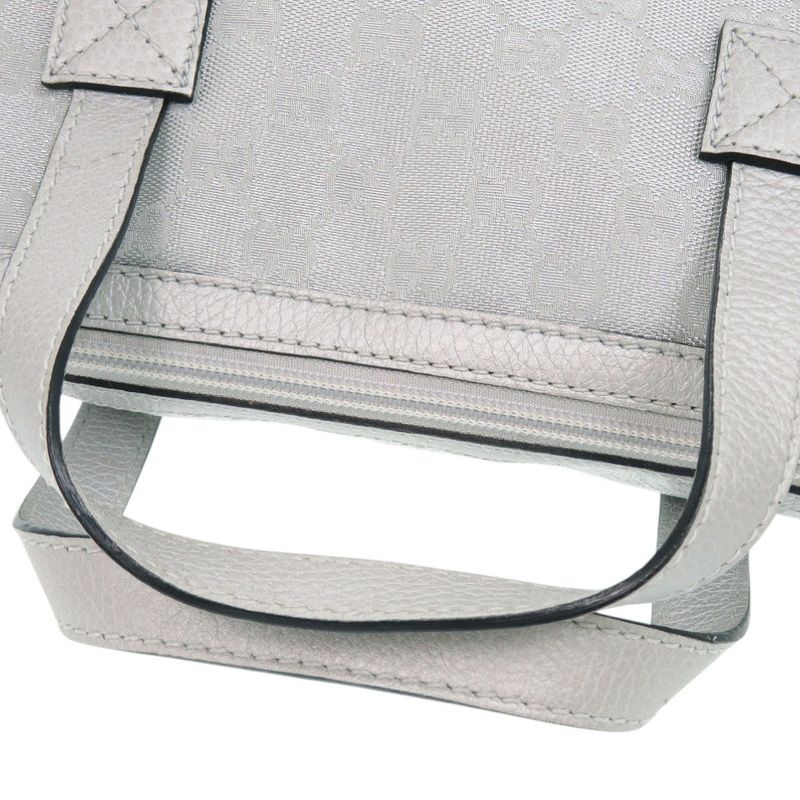 Gucci GG Canvas Leather Silver Handbag 1641 — view 6