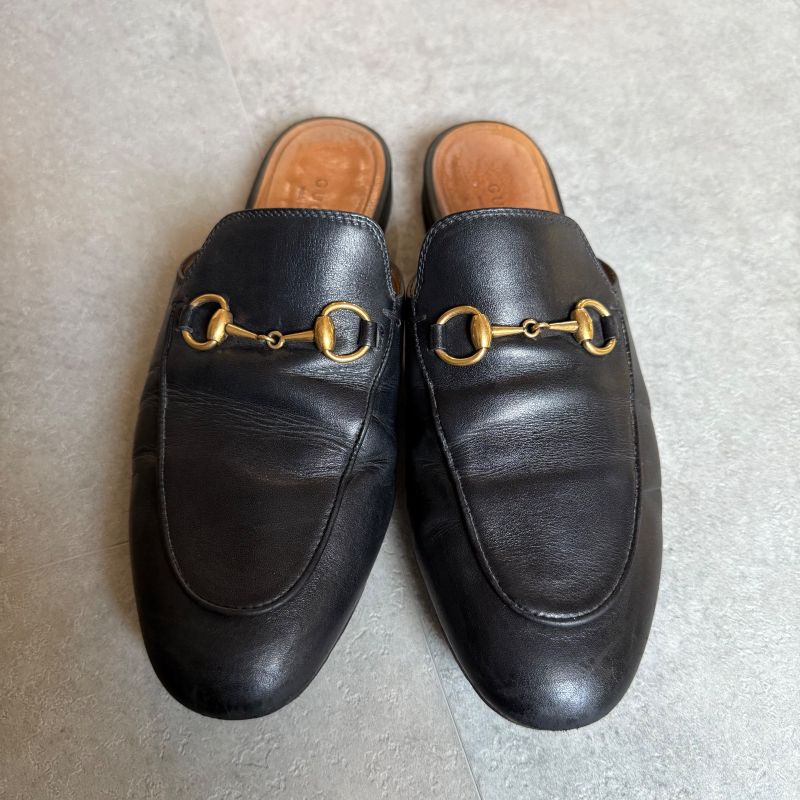 Gucci Prince Town Horsebit Slip on Loafer Leather Black Gold 37 — view 6