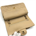 Chanel CC Logo Quilted Double Flap Chain Lambskin Shoulder Bag Beige — view 4