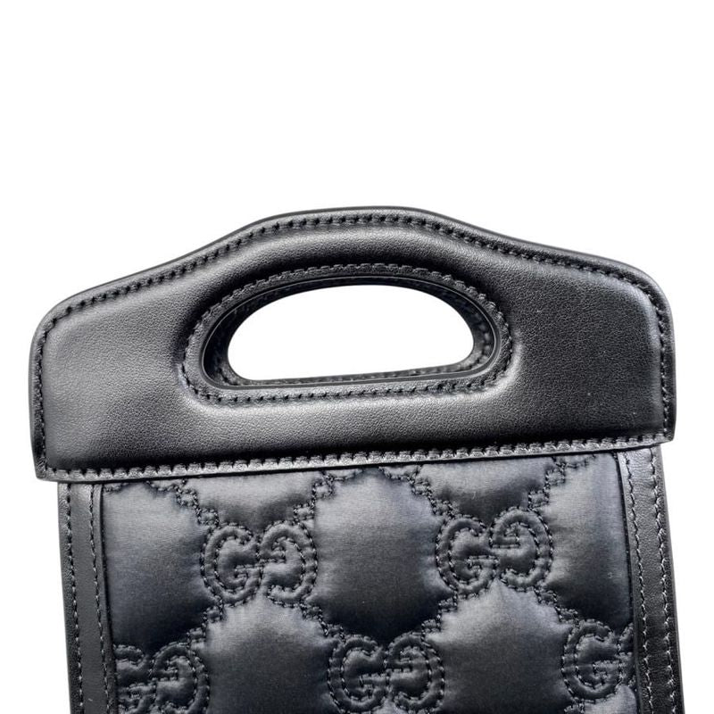 Gucci Shoulder Bag Mini Top Handle GG Matelasse Black Purple — view 9