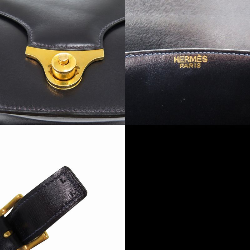 Hermes Vintage Box Calf Black Shoulder Bag 0816 — view 9