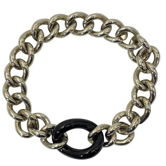 Christian Dior Necklace Chain Choker Accessory Small Metal Silver Black — view 3