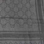 Gucci Wool Silk GG Logo Diamante Checked Fringe Stole Scarf Shawl Gray — view 5