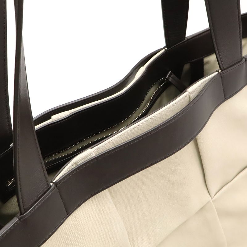 Bottega Veneta Arco Tote Bag Canvas Leather Beige Dark Brown V44 — view 5