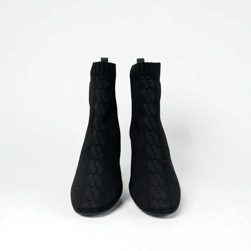 Hermes Volver Boots Short Shoes Fabric Leather Black Sock — view 2