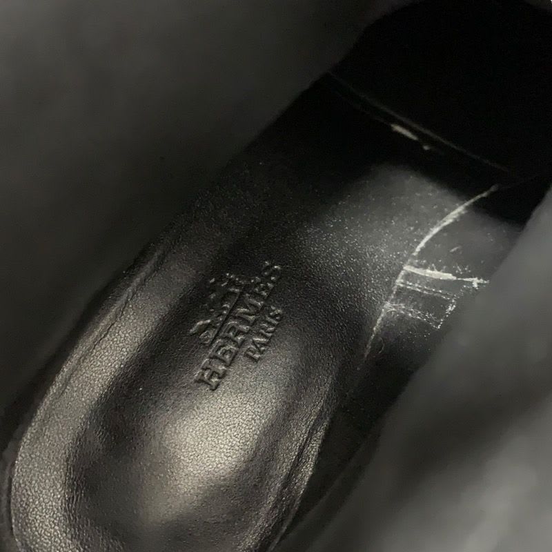 Hermes Frenchie Boots Short Shoes Leather Black Silver Kelly Hardware — view 7