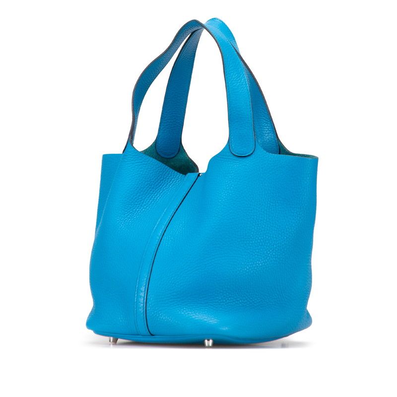 Hermes Picotin Lock MM Blue With Silver Hardware Taurillon Clemence — view 2