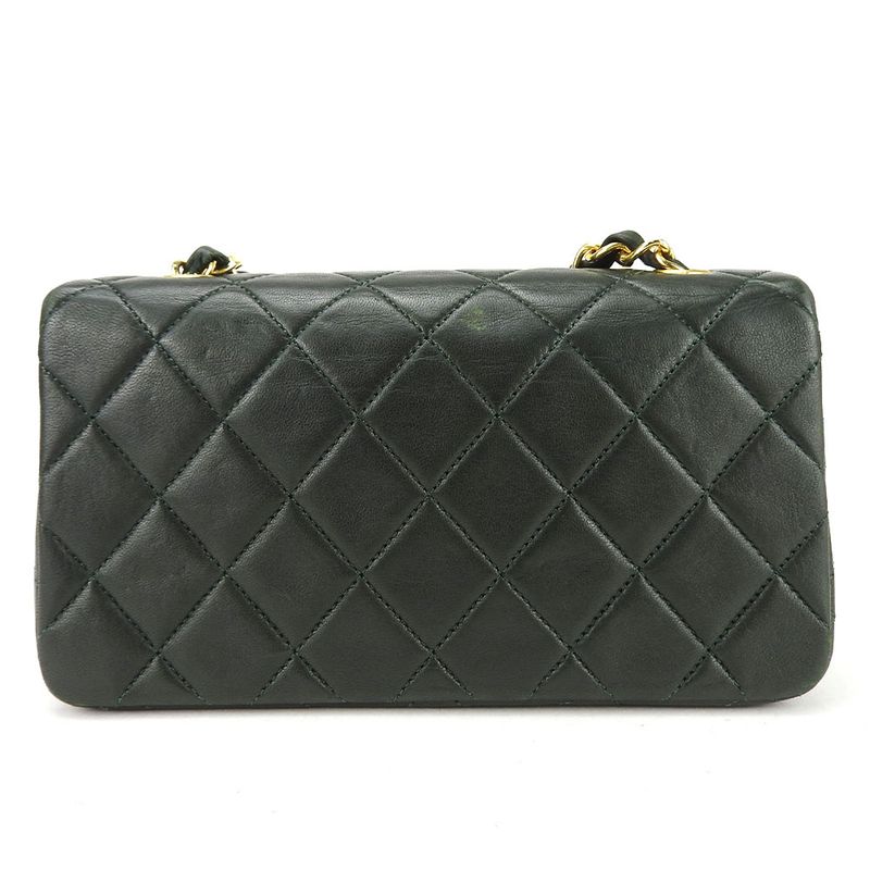 Chanel Shoulder Bag Mini Quilted Lambskin Olive Green Gold Hardware 1 st — view 3