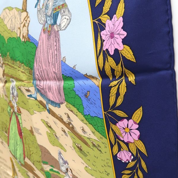 Hermes Carre 90 Costumes DES Departements Department Costume Navy Scarf Silk — view 7
