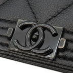 Chanel Chain Wallet Boy Caviar Leather Black Hardware — view 5