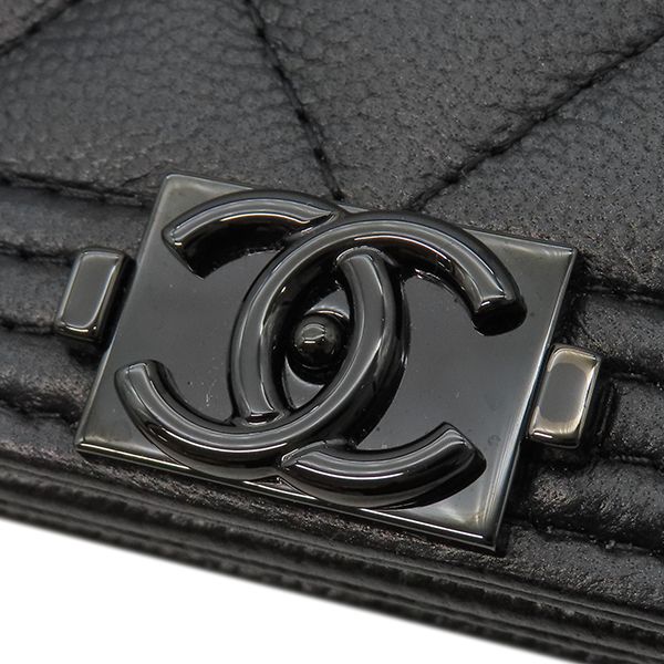 Chanel Chain Wallet Boy Caviar Leather Black Hardware — view 5