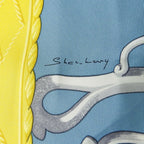Hermes Scarf Carre 90 Silk Multicolor Ice Blue Yellow LIFT Profile — view 4