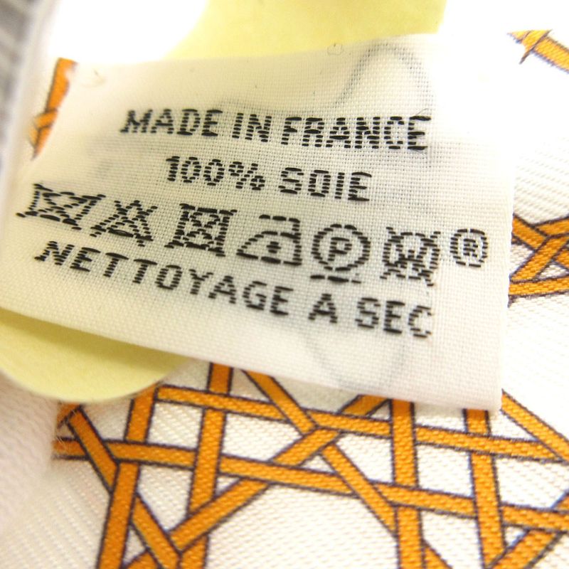 Hermes Twilly Folding Covered Wagon Scarf Silk White Orange Veil 0171 — view 4
