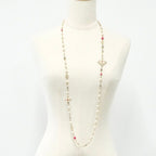 Chanel Choker Gold Silver Pink Coco Mark Long Necklace — view 9