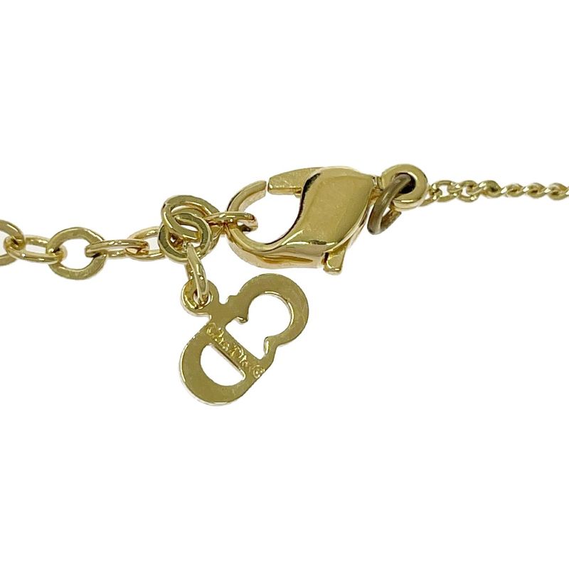 Christian Dior GP Rhinestone Oval Logo Necklace Gold — view 7