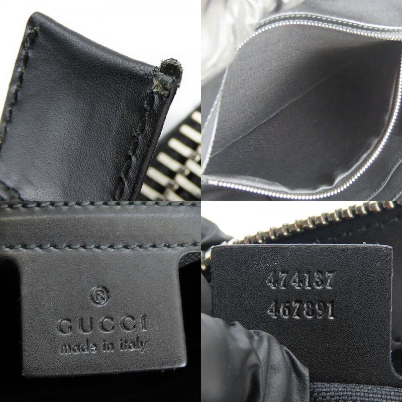 Gucci Shoulder Bag GG Supreme Canvas Black Gray Silver Hardware Tra — view 8