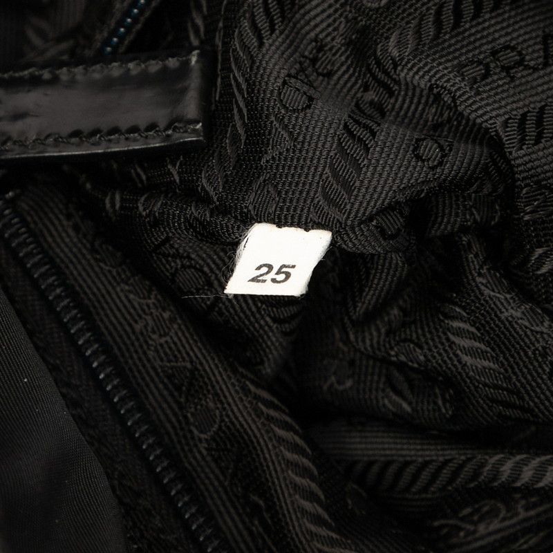 Prada Triangle Logo Plate Tote Handbag Black Nylon — view 8