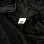 Prada Triangle Logo Plate Tote Handbag Black Nylon — view 8