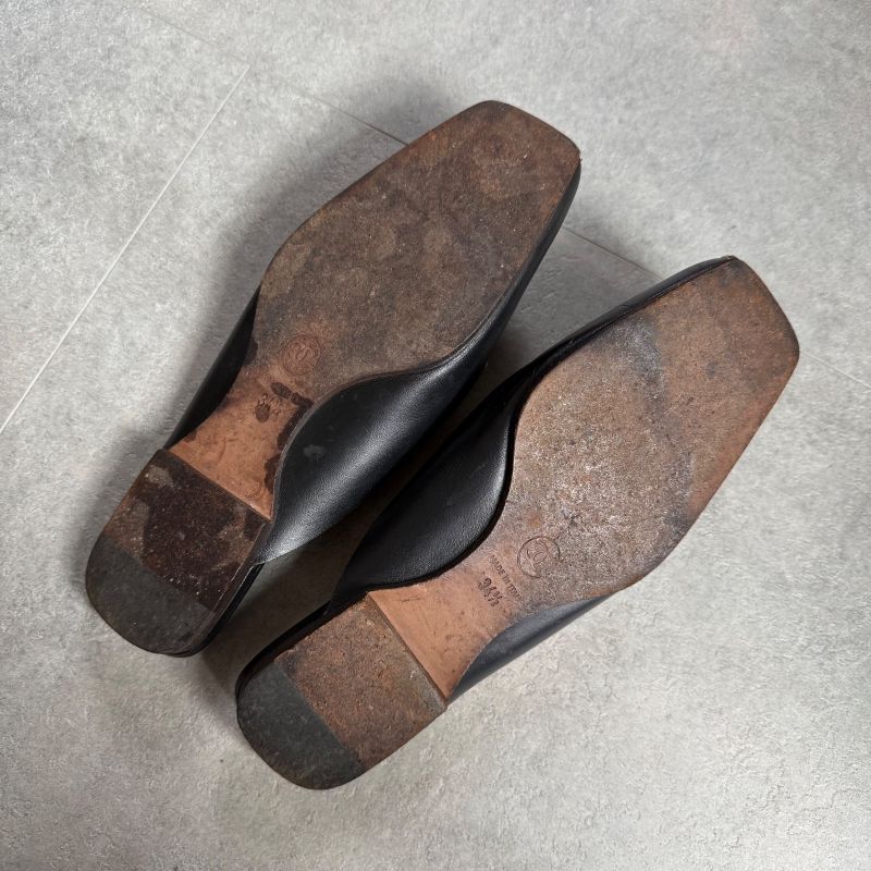 Chanel Coco Mark Leather Stitching Slip-on Sandals Black 34 1 2 — view 8