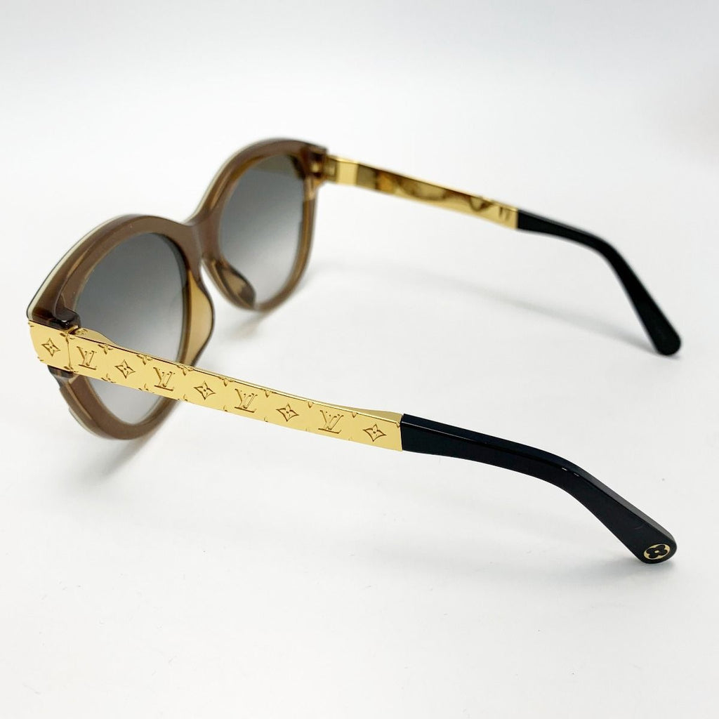 Louis Vuitton Sunglasses Monogram Metal Frame Z1857 E Noir Gold Box with Bag — view 4