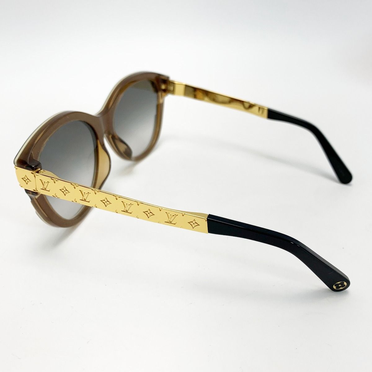 Louis Vuitton Sunglasses Monogram Metal Frame Z1857 E Noir Gold Box with Bag — view 4