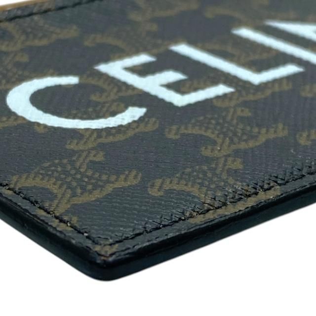 Celine Card Case Pass Compact Triomphe Logo Leather Brown — view 4