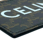 Celine Card Case Pass Compact Triomphe Logo Leather Brown — view 4